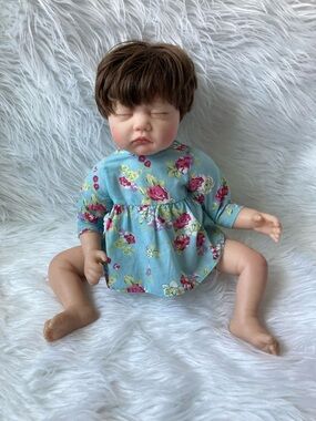 Reborn Blue Floral Baby Doll with Pink Rose Print